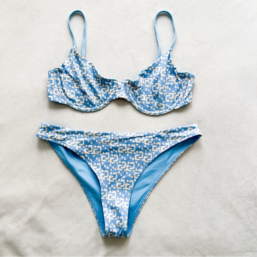 Aro Blue Patterned Bikini Set - Medium / Small - image 1